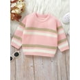 thumbnail image 4 of Toddler Baby Boy Girl Fall Sweater 6 9 12 18 24 Months 2T 3T Stripe Long Sleeve Round Neck Chunky Knitwear Pullover Tops, 4 of 9