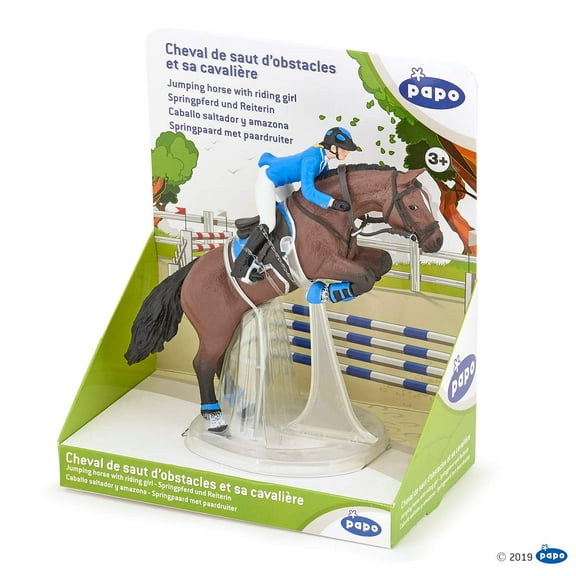 Papo 51560 Jumping Horse with Riding Girl Toy Figurine Set, Multicolor, oner Size