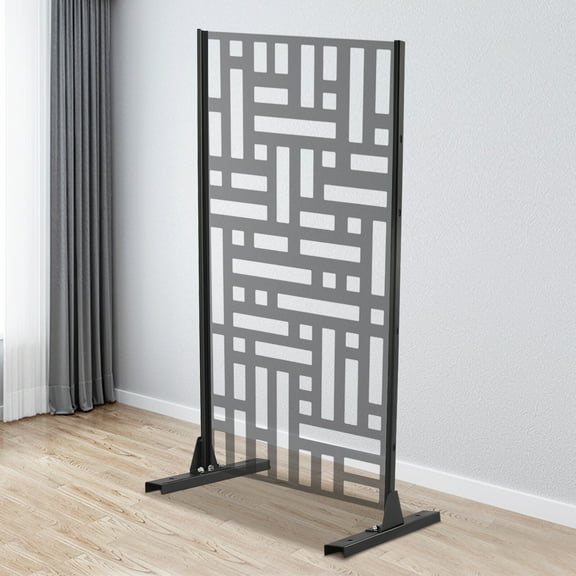 6.2ft 1.9m Metal Privacy Screen Stand Screen Decorative Patio Metal Fence Outdoor for Balcony, Terrace