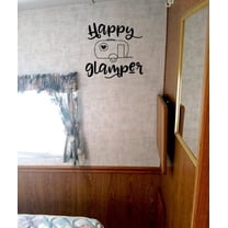 RV Camper Wall Art Decor Happy Glamper Vintage Vinyl Decals Sticker 12x11.5-Inch Black