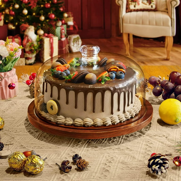 Acacia Wooden Turntable For Cake 14 Inch Cake Stand 13