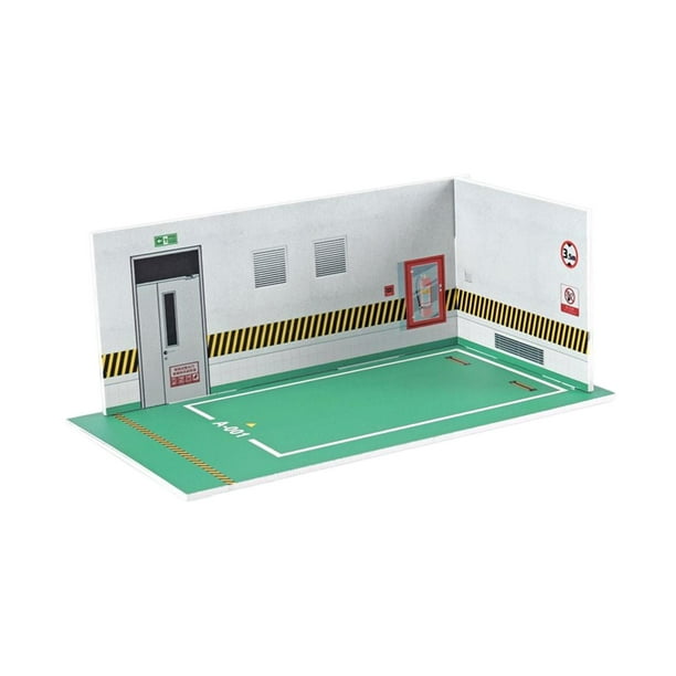 Vitrina de estacionamiento a escala 1/24 para simulación de juguete de modelo de coche de aleación verde