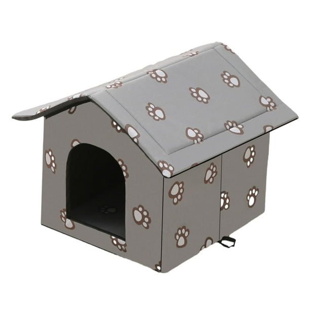 Casa para gatos al aire libre, cálida y aislada, portátil, cueva para perros pequeños Gris L