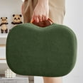 thumbnail image 4 of Modern Velvet Curved Foot Stool with Handle | Padded Seat Ottoman with Wooden Legs | 9 Inch Step Stool for Couch & Living Room | Orange, White, Gray, Green, 4 of 6