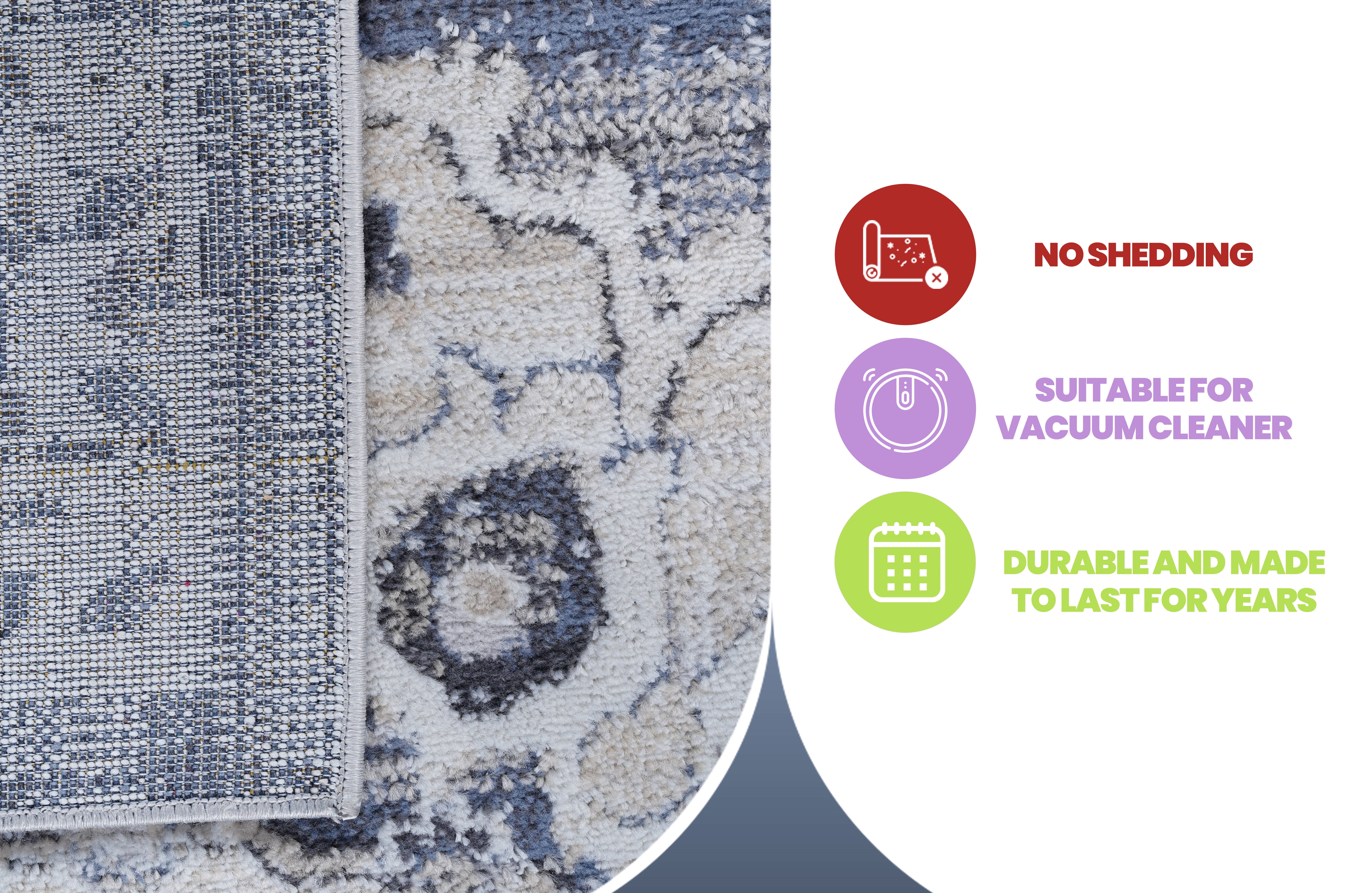 8' x 10' Cream Blue Medallion Area Rug Non-Shedding Stain Resistant Medium Pile Carpet for Living Room Bedroom Dining Room Home Office Entryway