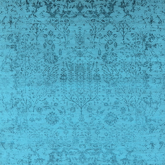 Ahgly Company Indoor Square Oriental Light Blue Industrial Area Rugs, 8' Square
