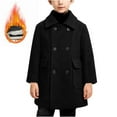 thumbnail image 2 of SuTry Boys Solid Color Long Coat Lapel Button Outerwear with Pockets Fall Winter Hoodless Vacation Casual Wear for Kids 2-15 Years(Black#1,3-4 Years), 2 of 7