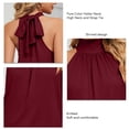 thumbnail image 4 of Knitted Sleeveless  Top, Halter Neck Easy Matching Stylish Pure Color Sleeveless  Top  for Working Wine Red L, 4 of 6