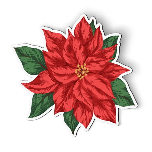 Poinsettia Christmas Flower - 5" Magnet for Car Locker Refrigerator