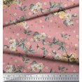 thumbnail image 3 of Soimoi polyester Crepe Fabric Leaves,Moth & Magnolia Floral Print Fabric by the Yard 52 Inch Wide, 3 of 3