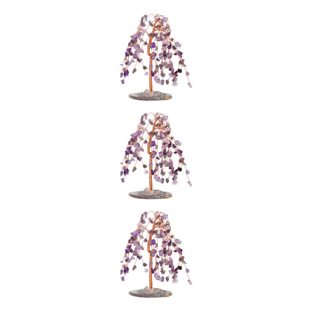 Wweixi 1/2/3/5 Exquisite Crafted Gemstone Tree Ornament - Symbol Of Luck And Prosperity Purple 3PCS