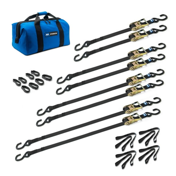 Mac's Tie-Downs Grab & Go 1" Strap Pack with 1 Large Bag - Black