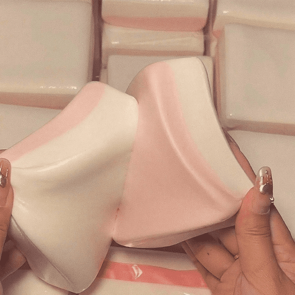Squishy Double-Sided Sticky Rice Cake Pink Slow Rising Rice Cake Squishy Slow Rebound Cake Bread Stress Release Hand Relax Gift