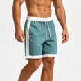 thumbnail image 4 of Men's Color Block Quick Dry Shorts 7-Inch, Elastic Waist Drawstring Casual Baggy Swim Trunks with Side Pockets, Lightweight Breathable Summer Beach Shorts Mint Green, 4 of 5