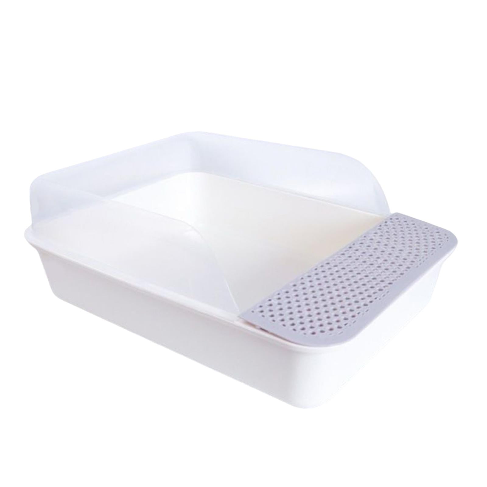 Bvdfgk Open Top Cat Litter Tray Sandbox Semi Enclosed Kitty Litter Box Cat Toilet for Grey White Large
