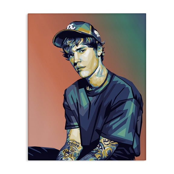 Stupell Industries Eclectic Justin Portrait with Hat Canvas Art, 16 x 20, by Birch&Ink