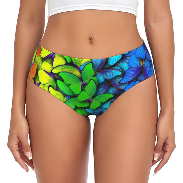 Fotbe Multicolored Butterflies Calzones Estampados para Mujer – Ropa Interior de Algodón, Cómoda, Suave y Elástica-Large