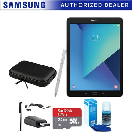 Samsung Galaxy Tab S3 9.7 Inch Tablet with S Pen - Silver - 32GB Accessory Bundle includes 32GB MicroSDHC Memory Card, Case for Tablets, Stylus, USB-C Adapter, Screen Cleaner and Earbuds