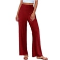 thumbnail image 2 of Ashirexll Wide Leg Pants Women, Winter Women Pants, Solid Color Loose Bohemian Style Wide Leg Casual Trousers for a Relaxed Fashion Look, 2 of 7