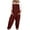 Wine, variant on Plus Size Jumpsuit Womens Ethnic Style Solid Buttons Pocket Suspender Jumpsuit Green XL(XL)