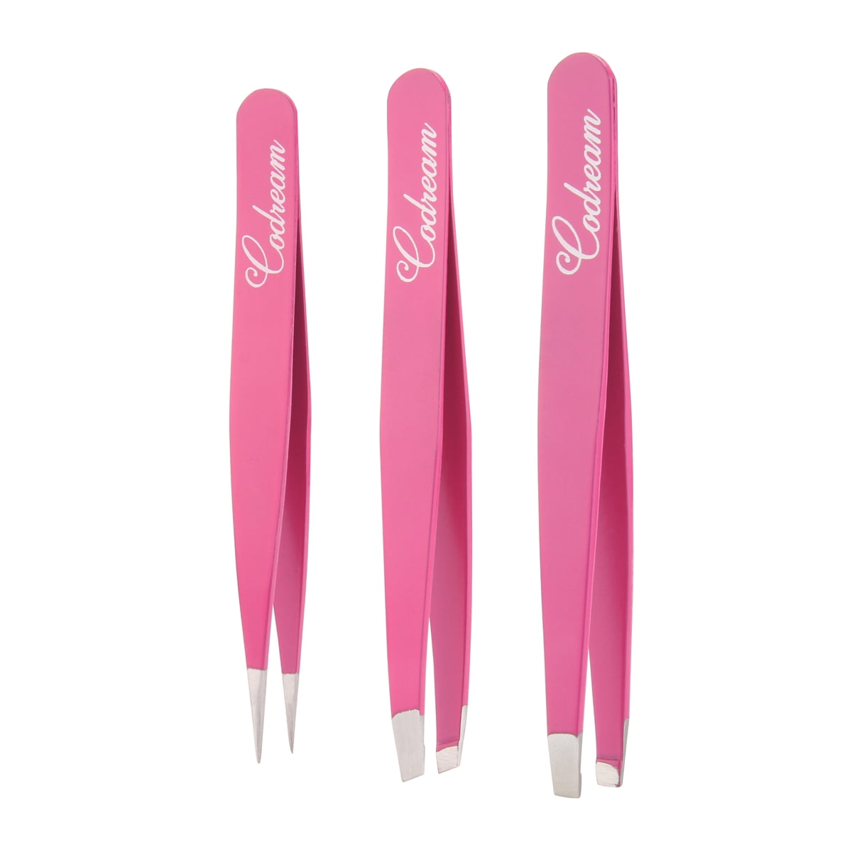 Stainless Steel Tweezers Set With Slanted Straight And Pointed