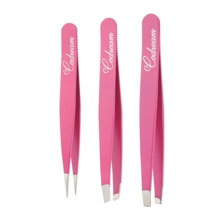 Stainless Steel Tweezers Set With Slanted Straight And Pointed
