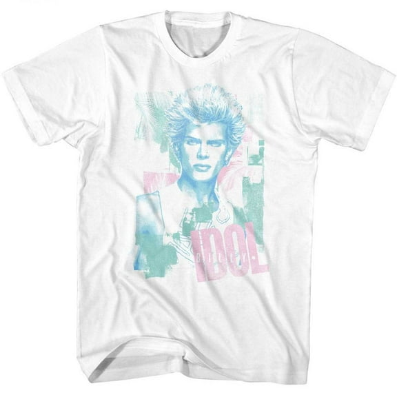 Billy Idol Rocks Pastel Men's T Shirt (White, Adult3XL)