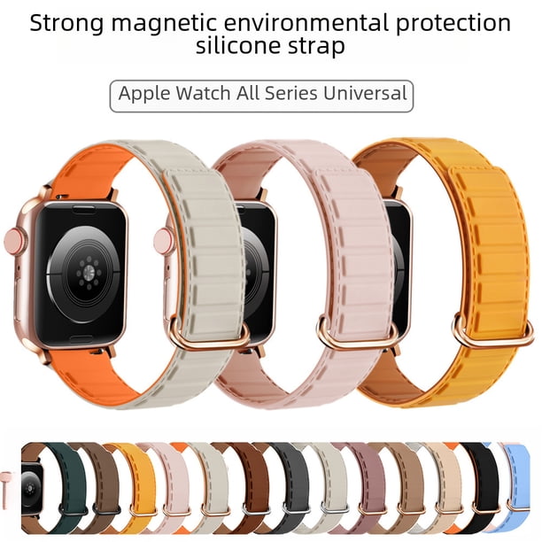 Adecuado para Apple Watch silicona s9 fuerte magnético iwatch 5/6/7/8/9/se correa de reloj deportiva ultra2