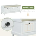 thumbnail image 5 of Shoe Cabinet with Hidden Storage on Top, Entryway Bench with 2 Cushioned Seats, 3 Drawers, Anti-Collision Pad Design, Shoe Storage Bench for Entryway, Bedroom, Living Room, White, 5 of 7