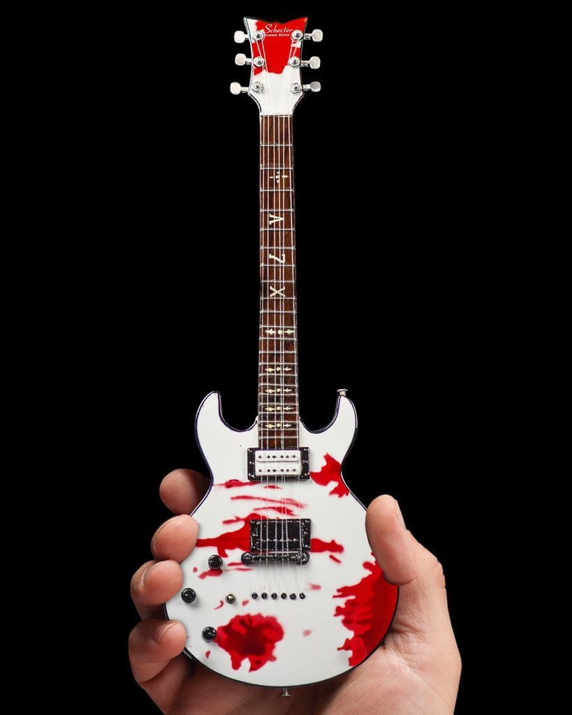 Zacky Vengeance White Schecter Custom Blood Splatter 10 Inch Miniature Guitar