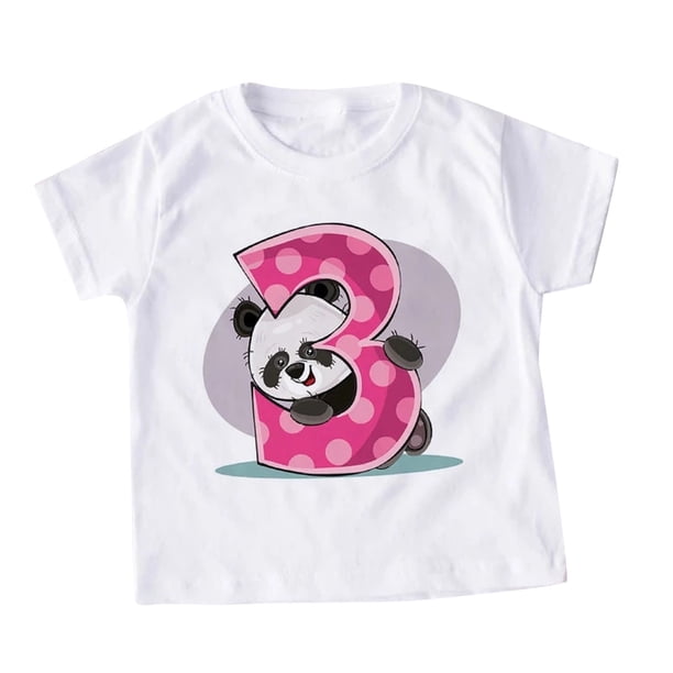 Gibobby Blusas De Moda Niños pequeños, niñas, verano, manga corta, Panda, estampados de dibujos animados, camisetas, Tops, prendas de vestir, lindo(Rosa, 12-18 Meses)
