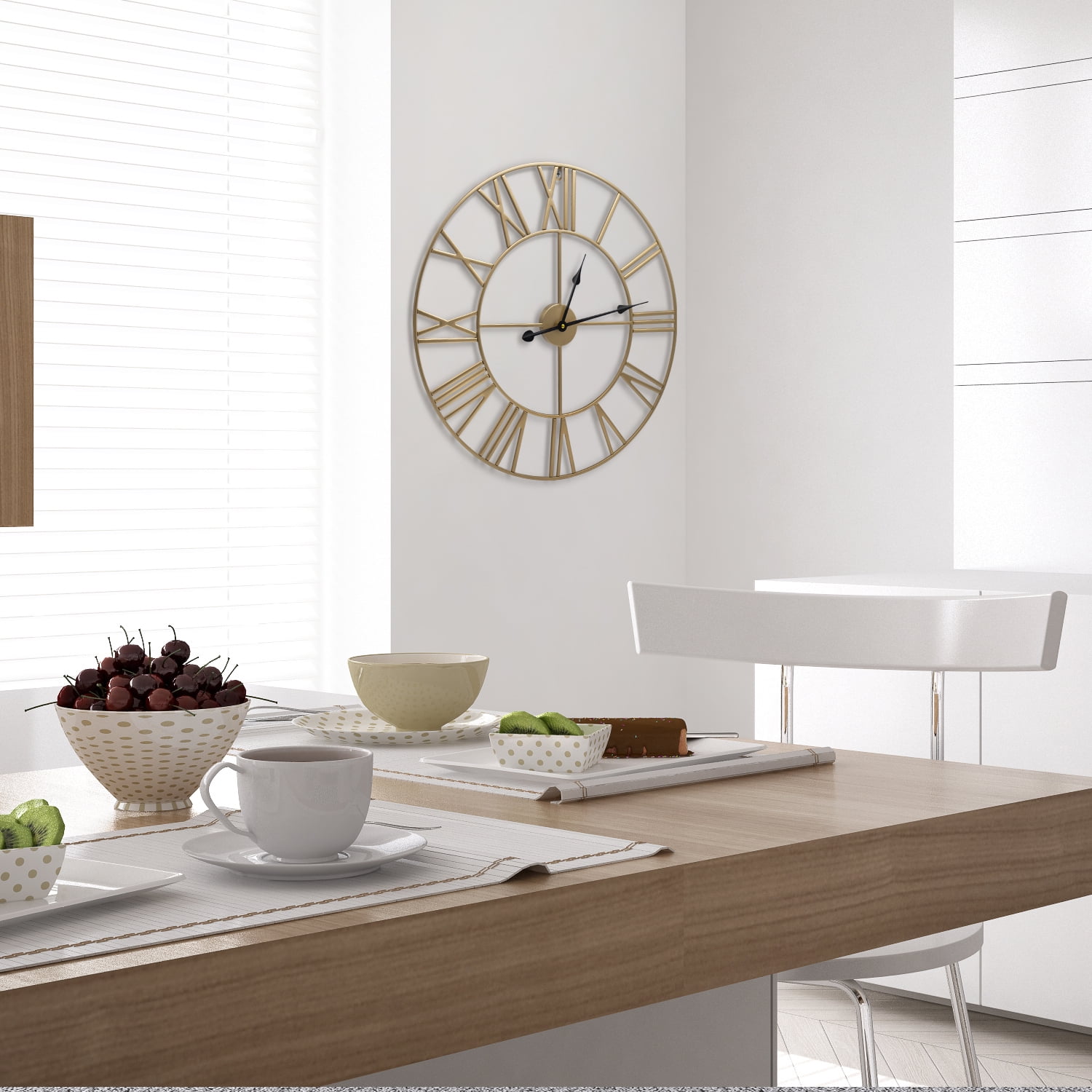 Sorbus 24in Roman Numeral Wall Clock, Decorative Gold Analog Time Display