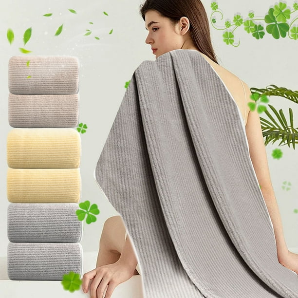 Juego de 2 Toallas de Baño Premium Suaves y Gruesas | Toallas Grandes de Poliéster de Secado Rápido y Superabsorbentes de 70 X 140 Cm para Baño, Gimnasio, Piscina y Spa | Gris, Amarillo y Marrón