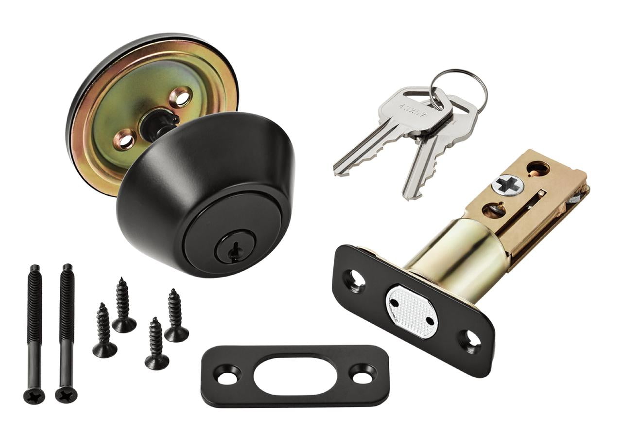 Keyed Entry Single Cylinder Deadbolt Lock, Matte Black Finish