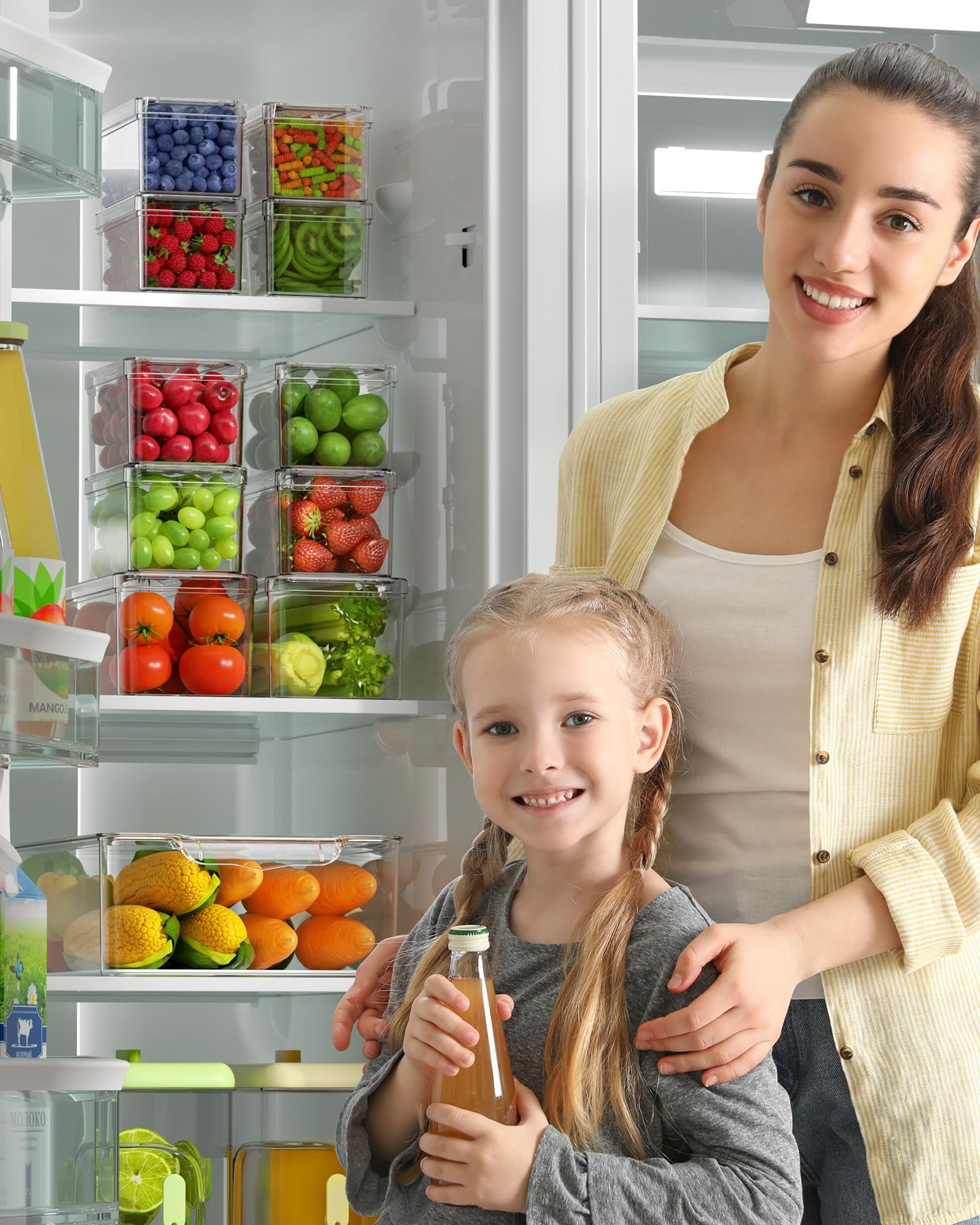 11 Pack Refrigerator Organizers And Storage  Stackable Fridge Organizer Bins Bpa-free Clear Plastic Fruit Containers For Kitchen Fruits Drinks Produce Vegetable