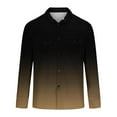 thumbnail image 4 of GuangCheng George Men Shirts Gradient Dip Dye Long Sleeve Button Up Blouses Casual Slim Fit Chest Pockets Stylish Denim Western Top,Khaki,L, 4 of 5
