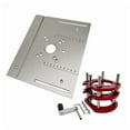thumbnail image 2 of ZheElen Router Lift Table Base Aluminum Alloy Table Milling Insert Plate Board Hand Crank Tools Woodworking Trimming Bench Silver+base, 2 of 6