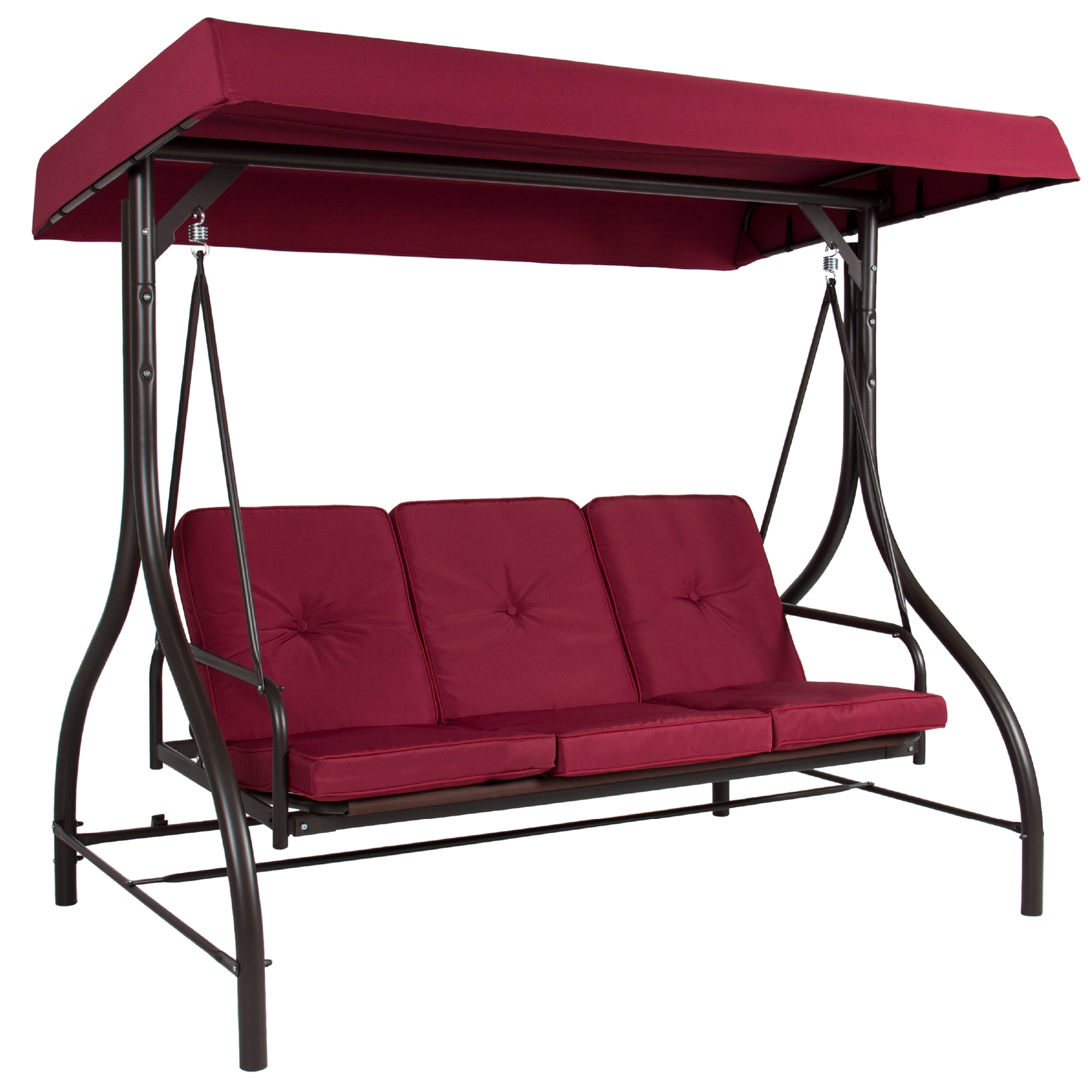 Best Choice Products 3-Seat Outdoor Converting Canopy Swing Glider Patio  Hammock w/ Removable Cushions - Burgundy - Walmart.com
