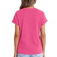 thumbnail image 5 of T Shirts Womens Crew Neck Rolled Short Sleeve Basic Summer Tops 2026 Casual Tees Hot Pink XL, 5 of 6