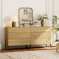 thumbnail image 3 of 4 Pcs Wood Bedroom Set，Reeded 6 Drawer Dresser and Nightstand Sets for Bedroom, Night Stand Set of 2 with Built-in Charging Station, 3 of 12