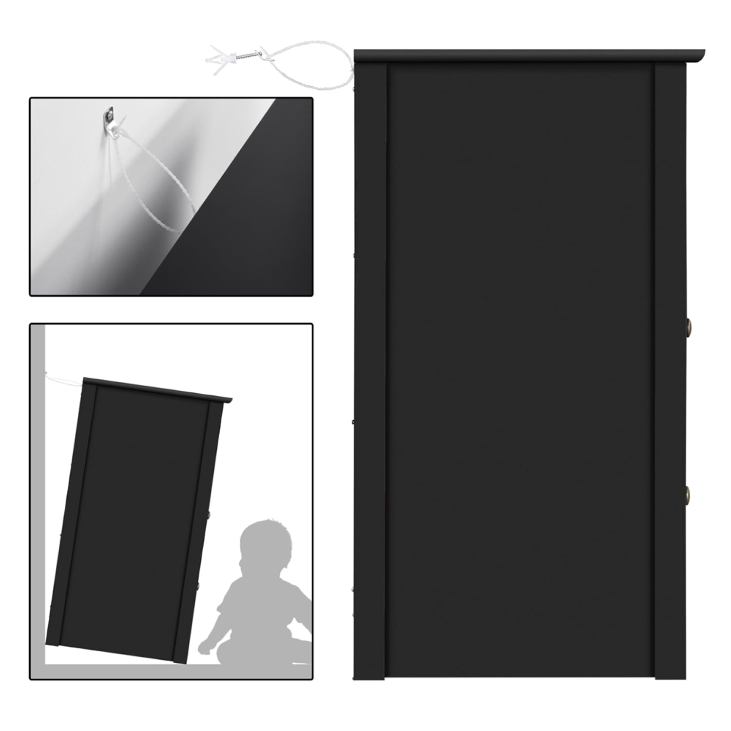 Yaheetech Nightstands with 2 Drawers & Open Shelf, Wooden Bedside Tables for Bedroom, Black