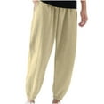 thumbnail image 1 of RXIRUCGD Men's Solid Color Pocket Drawstring Casual Youth Versatile Sports Oversized Pants, Beige, Size: M, 1 of 8