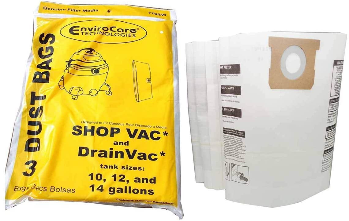15 ShopVac F 10-14 Gallon Bags 9066200 Wet/Dry Shop Vac Vacuum Bags 906-62-00 