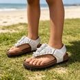 thumbnail image 2 of Girls Vacation Flower Flat Sandals Thong Sandals With Adjustable Strap Kids Summer Footwear 4-13 Years, 2 of 8
