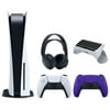 Sony Playstation 5 Disc Version Console with Extra Purple Controller, Black PULSE 3D Headset and Surge QuickType 2.0 Wireless PS5 Controller Keypad Bundle