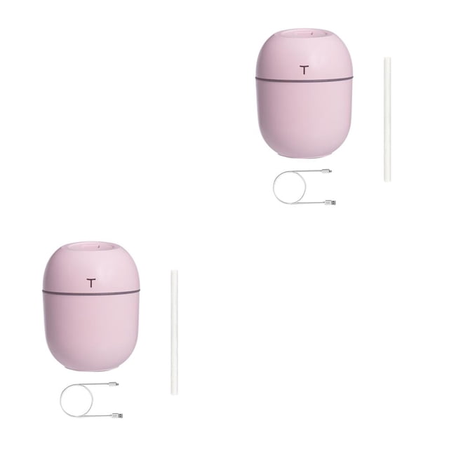 Bewildely Humidificador de aire de 200ml para el hogar, oficina, coche, portátil, alimentado por USB, difusor de aire, Material ABS de silicona, Rosado 2piezas