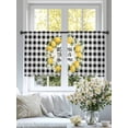 thumbnail image 4 of Farmhouse Lemon Semi Sheer Window Curtains 54 Inches Long, Bless Home Summer Black Buffalo Plaid Rod Pocket Voile Silky Chiffon Curtain Light Filtering Drapes for Living Room, 52"x54", 2 Panels, 4 of 9