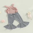 thumbnail image 3 of PENGXIANG Toddler Baby Girls Summer Outfits Ruffle Ribbed Halter Tank Tops and Printed Bell Bottom Pants Sets Pink 3-4 Years, 3 of 8