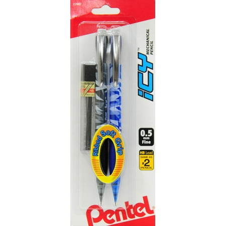 Pentel ICY (0.5mm) Mechanical Pencil, Assorted Barrels, 2-Pk with Lead