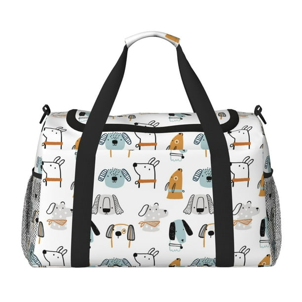 Fotbe Puppy Bolsa de Viaje con Estampado, Bolsa de Fin de Semana para Mujer con Compartimento para Zapatos, Bolsa de Gimnasio con Bolsillo Húmedo